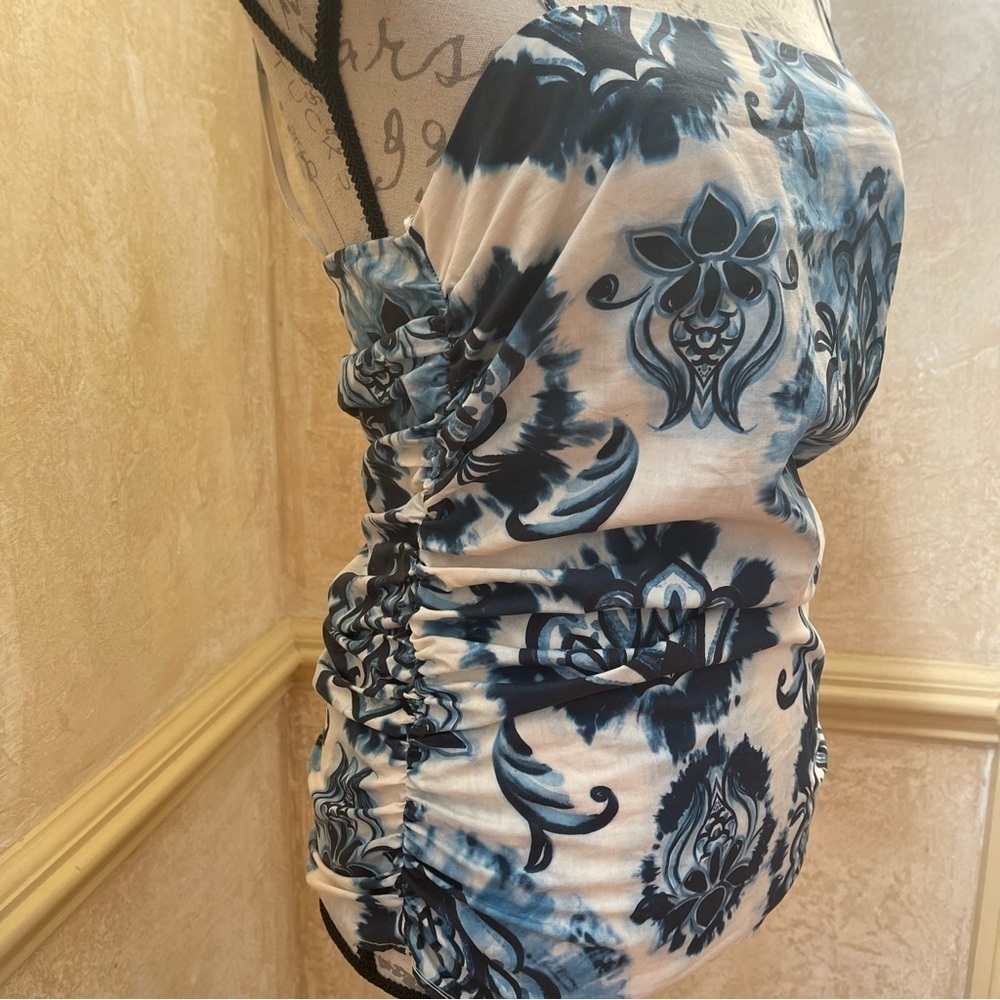 Zara Blue and White Floral Print Spaghetti Strap Tank - Picture 6 of 13